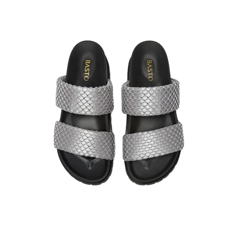 BASTO PU Polyurethane Rubber Sole Crystal Quiet Slide Slippers Women's-2