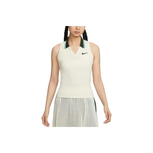 Nike Court SlamDri Fit Tank Top Women's Light Ivory White/Cactus Green/Black