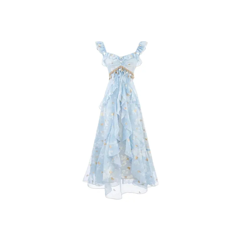 GUOZHEN Slip Dresses Women's Blue-0
