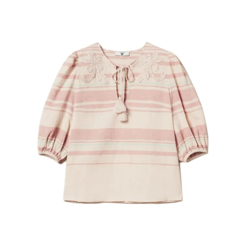 Twinset Striped Embroidered Blouse-0