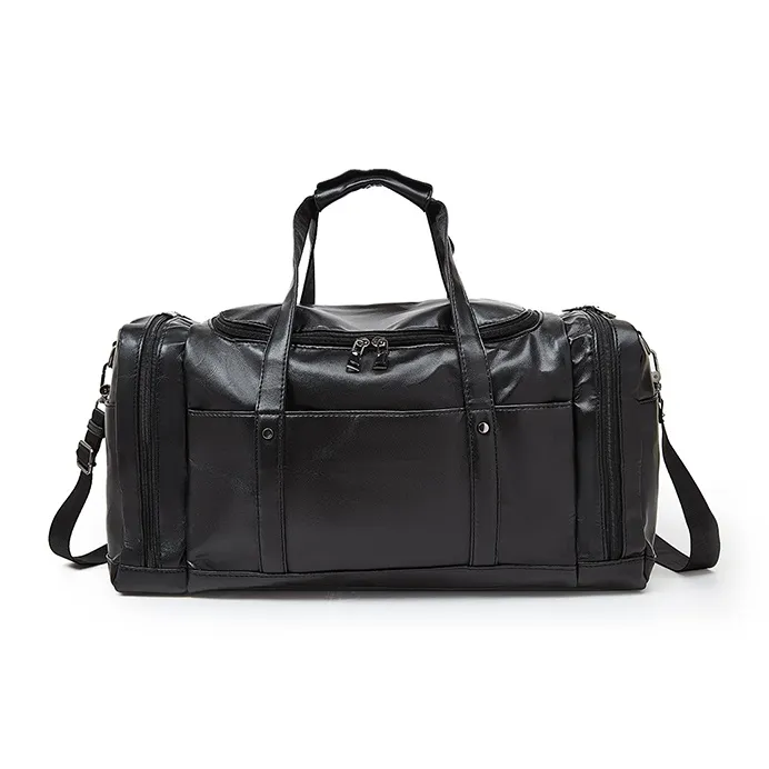 Old Man's Head Synthetic Leather Travel Bag Men's Black-1