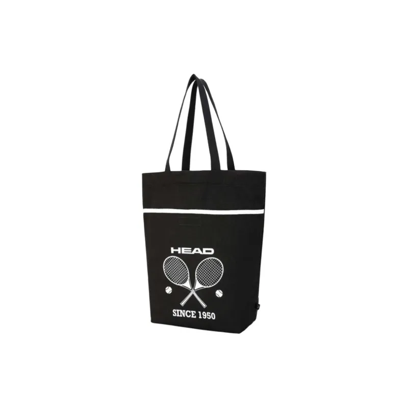 HEAD Fabric Tote Handbag Medium Size Unisex Black/Raw Fabric Color-1