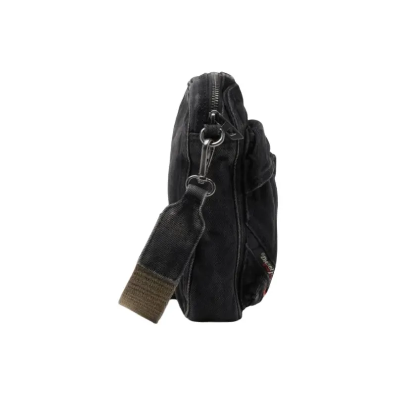 DIESEL Cotton Shoulder Bag, Crossbody Bag Men's Black-1