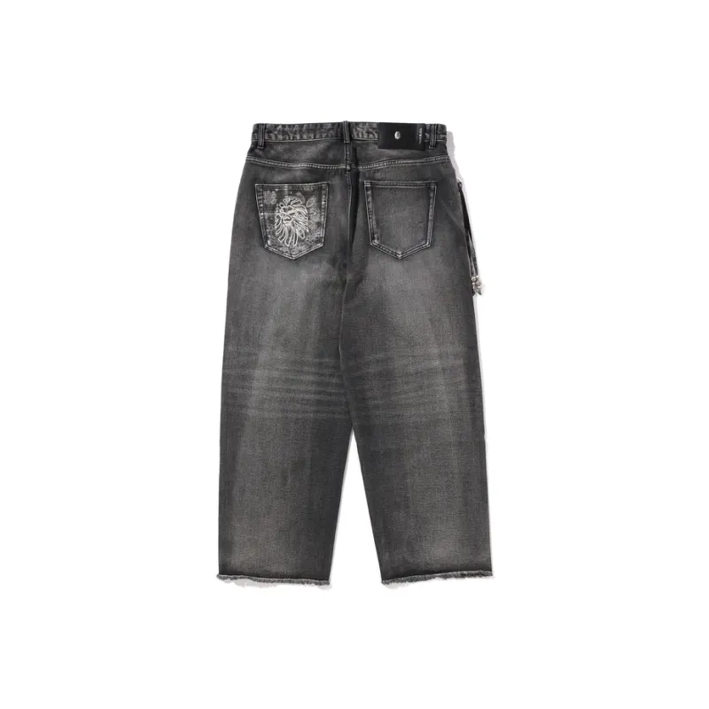 BAPE BLACK Essential Paisley Trimmed Denim Pant-3
