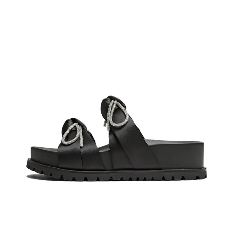BASTO PU Polyurethane Rubber Sole Leather Patchwork Quiet Slide Slippers Women's-0
