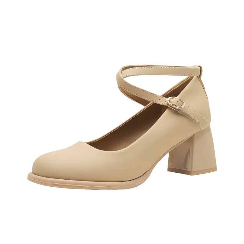 GOSO Chunky Heel High Heels Women's Khaki-0