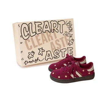 CLEARTASTE Wear resistant And Lightweight Low Top Skateboard Shoes Women's Burgundy