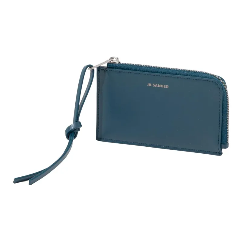 JIL SANDER Leather Card Holder, Coin Purse Men's Sea Blue-1