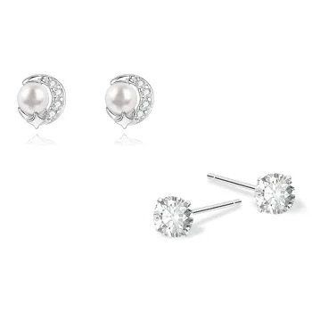 KUMET Sterling Silver Stud Earrings Women's