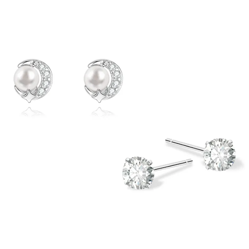 KUMET Sterling Silver Stud Earrings Women's-0