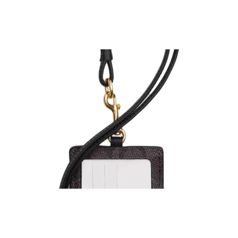 COACH Coated Canvas Card Holder Mini Women's Dark Brown & Black-3