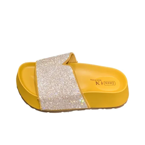 AJPAP Rubber Sole Rhinestone Slide Slippers Women's