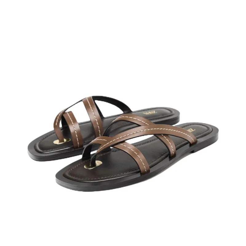 ZARA Abrasion Resistant Flip Flops Women's Brown-2