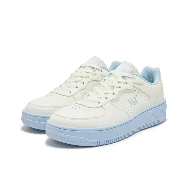 361° Air Force One Anti Slip Wear Resistant Low Top Skateboard Shoes Women's Feather White Glacier Blue-2