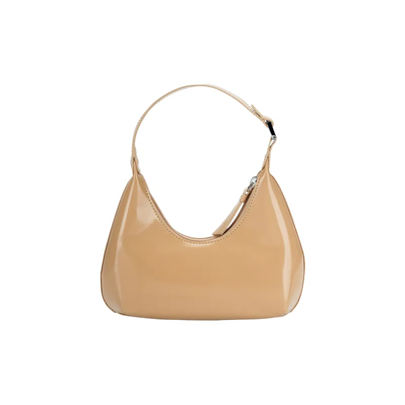 By Far Baby Amber Cow Leather Shoulder Bag, Baguette Bag, Dumpling Bag, Handbag, Shoulder Bag Women's Light Brown-0