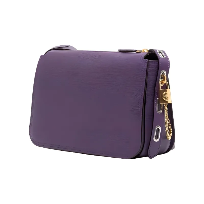 Mulberry Grained Calfskin Shoulder Bag Crossbody Bag Women's Purple Crystal-1