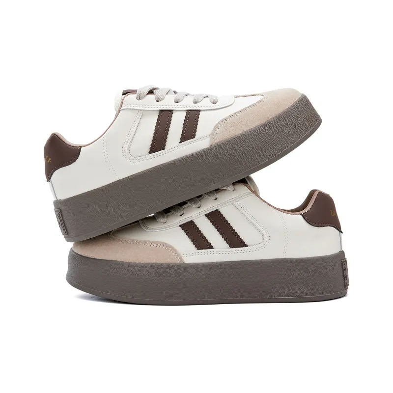 La Chapelle Slip Resistant Cushioning Wear Resistant Height Increasing Low Top Skateboard Shoes Women's Brown-4