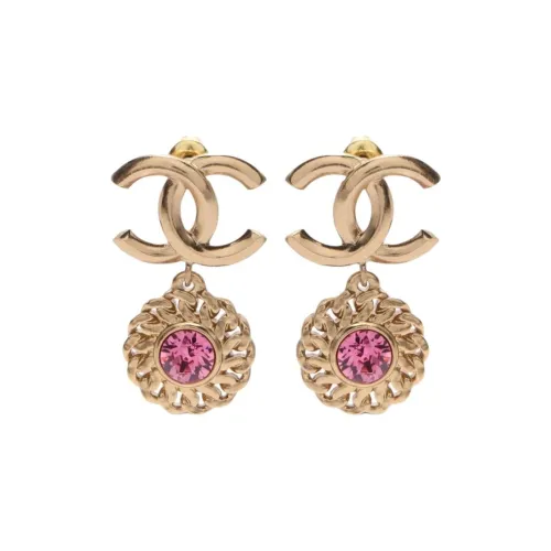 CHANEL GP Rhinestone Earrings Women's Gold