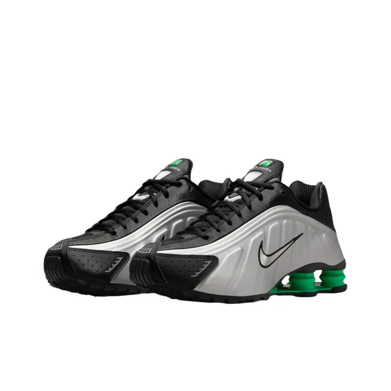 Nike Shox R4 Anti Slip Wear Resistant Low Top Running Shoes Men's Silver Black-2