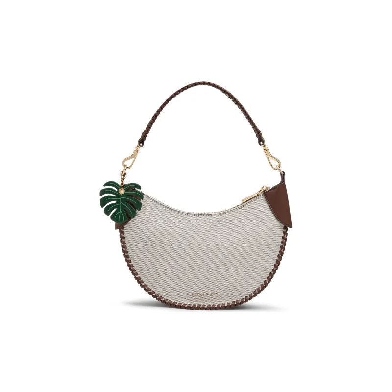 CHARLES&KEITH Canvas With Fabric One Shoulder Bag Medium Size Women's Taupe Canvas Beige & Taupe-0