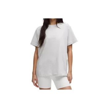 Lululemon All YoursOrganic Cotton Drop Shoulder Sleeve T Shirt Women's Light Gray