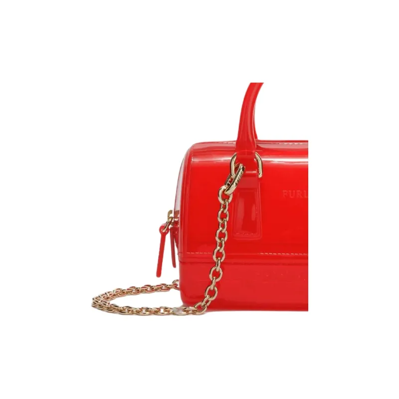 Furla Candy PVC Shoulder Bag Crossbody Bag Handbag Mini Women's Coral Red-4