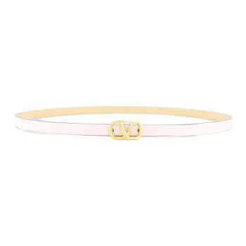 Valentino Calfskin Leather Belts Unisex Pink 1CM