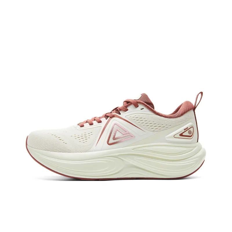 PEAK Cushioning, Slip Resistant, Rebound Low Top Running Shoes Women's Canvas White Dark Red-0