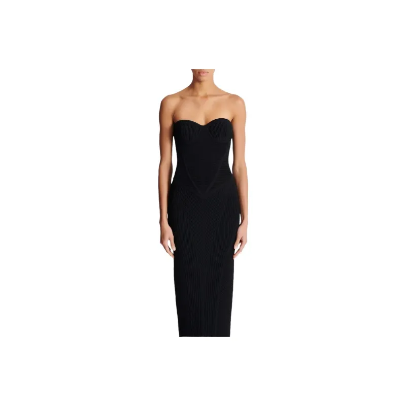 BALMAIN SS25 Sleeveless Dress Women's Black-5