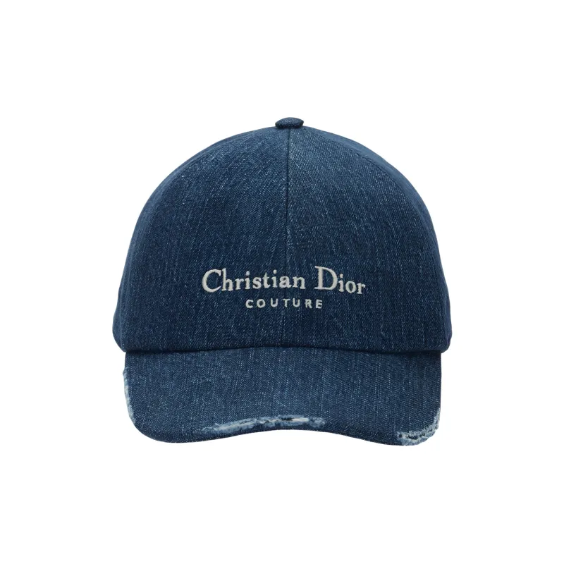 DIOR Distressed Denim Baseball Cap-1