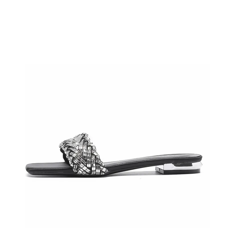 Lan Miao Slip Resistant Abrasion Resistant Slide Slippers Women's Black-0