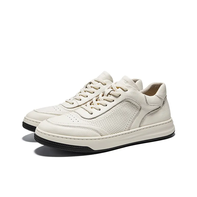 Hautton Jeans Low Top Skateboard Shoes Men's White-1