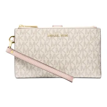 MICHAEL KORS Adele Coated Canvas Wallet Women's Vanilla & Soft Pink