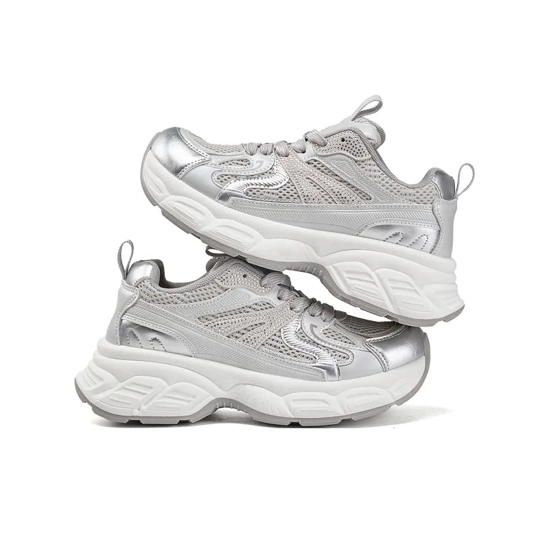 La Chapelle Low Top Chunky Sneakers Women's Silver-3