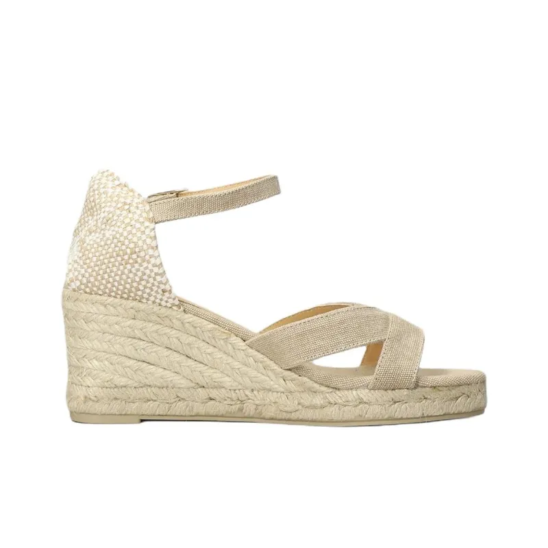 Castañer Bruna One Strap Sandals 7.5cm Women's Beige-1