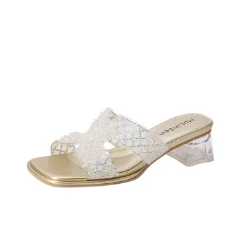 Mulinsen Stitching Rhinestone Abrasion Resistant Slide Slippers Women's