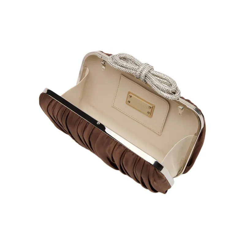 MACH & MACH Satin Clutch Women's Brown-2