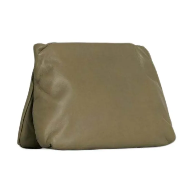 THE ROW Goatskin One Shoulder Clutch Women's Light Gray Green-2