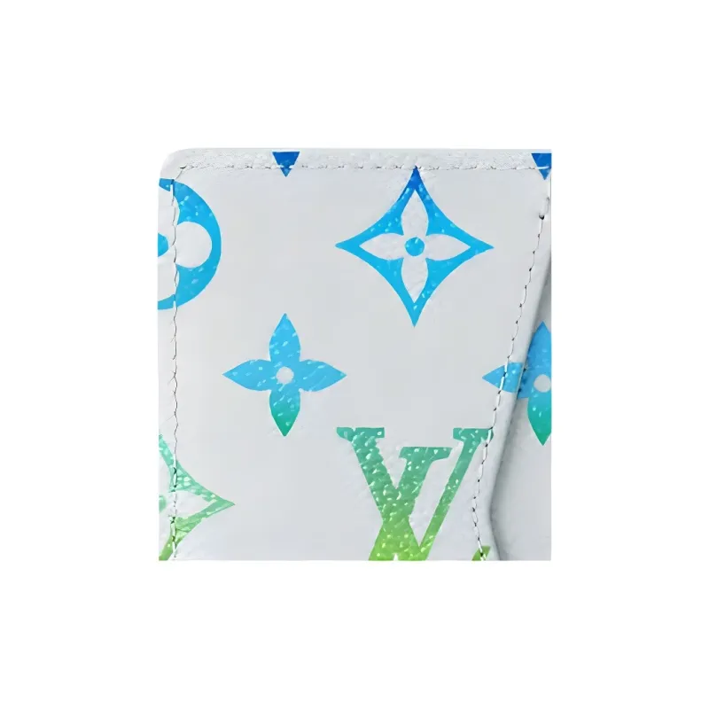 LOUIS VUITTON Leather Wallet Men's Light Blue-4