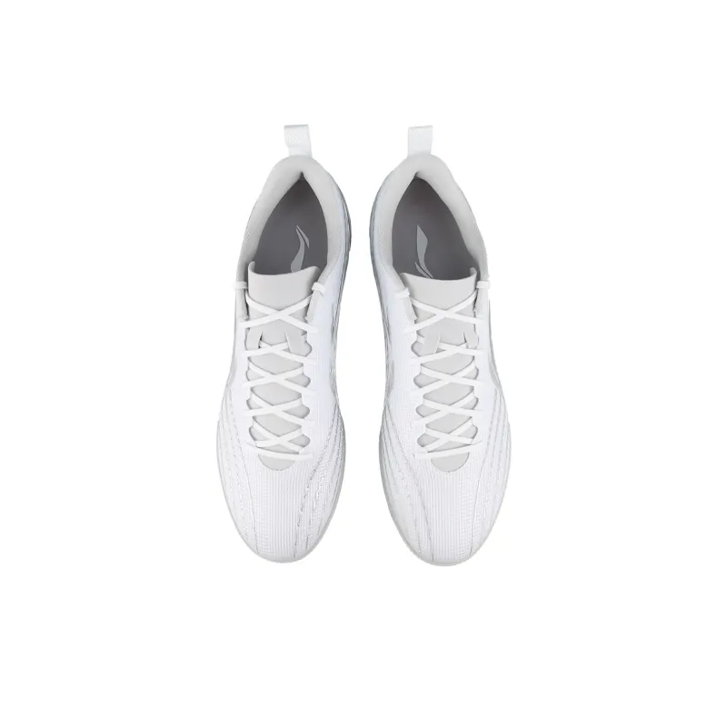 LiNing TF Rubber Broken Studs Artificial Ground Anti Slip Wear Resistant Soccer Shoes Men's White Silver-3