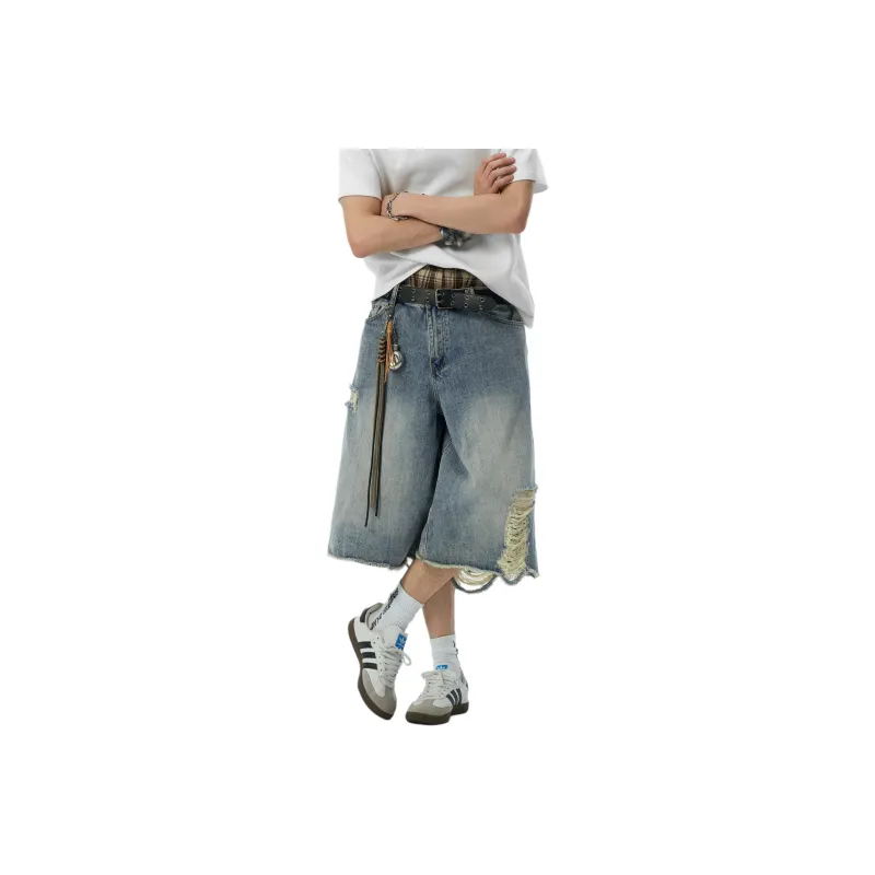 JHYQ Denim Shorts Unisex Blue-0