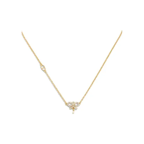 DIOR Resin, Metal, Faux Crystal Necklaces Unisex Gold