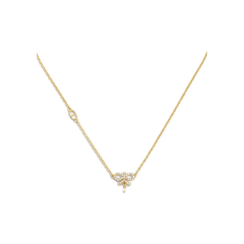 DIOR Resin, Metal, Faux Crystal Necklaces Unisex Gold-0