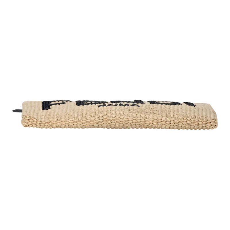 FENDI Fabric Clutch Medium Size Women's Beige/Black-3