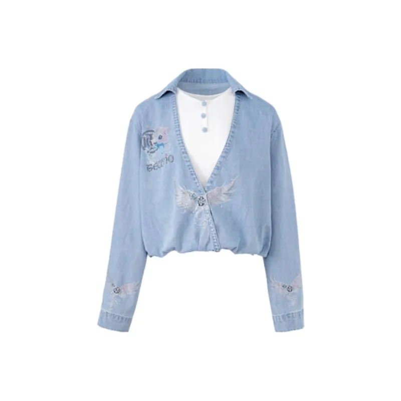 TCH Shirts Women's Denim Blue, Two Piece Set-2