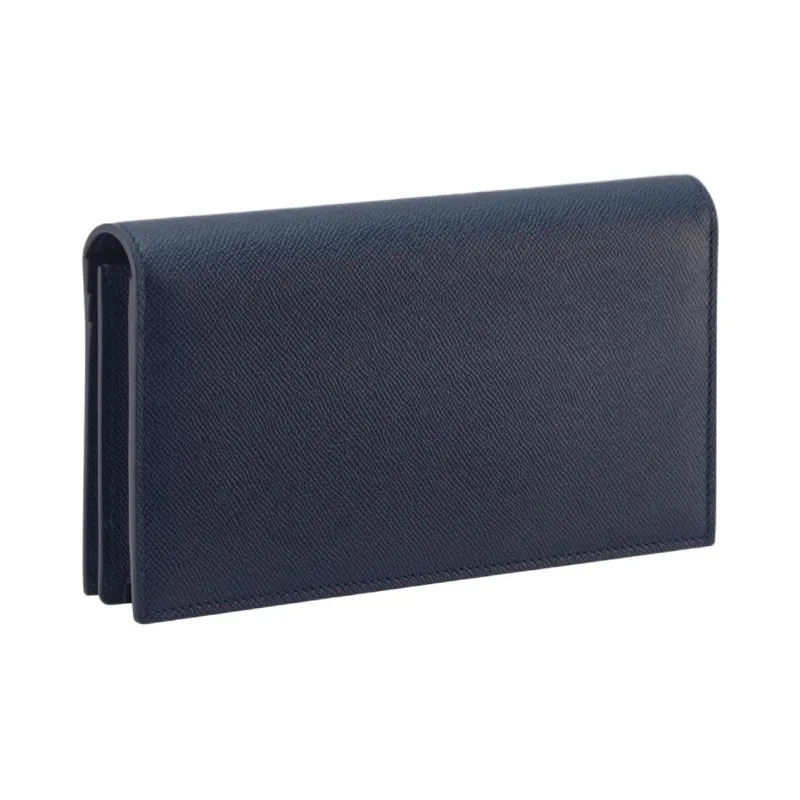 BVLGARI Series Cow Leather Wallet Tubas Men's Blue-1