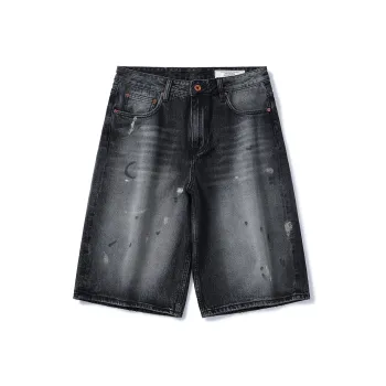 SANTASTIC Denim Shorts Unisex Dirty Black