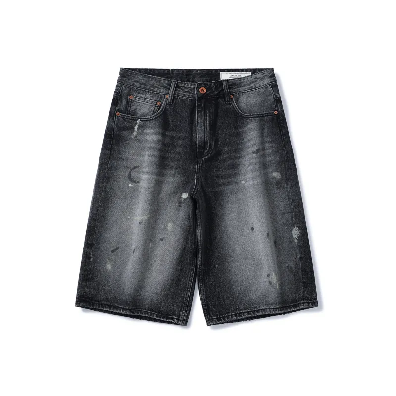 SANTASTIC Denim Shorts Unisex Dirty Black-0