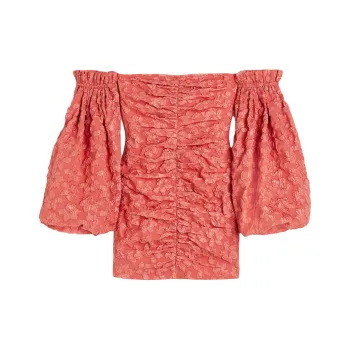 Rotate H&M Flower Puff Sleeve Dress Spiced Coral