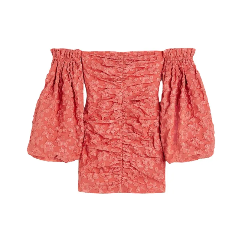 Rotate H&M Flower Puff Sleeve Dress Spiced Coral-0